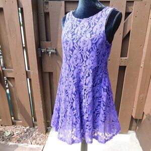 Free People S Deep Purple Lined Lace Mini Dress EUC